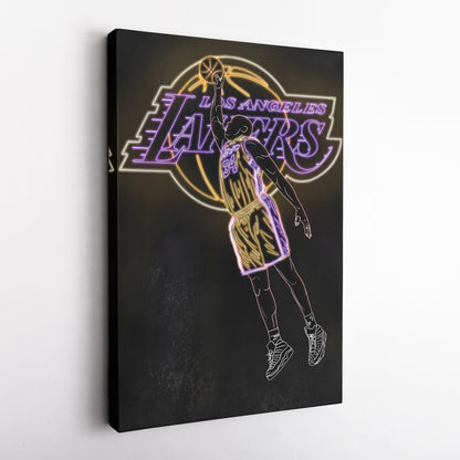 Shaquille O'Neal Neon Canvas Art | Lakers Wall Decor