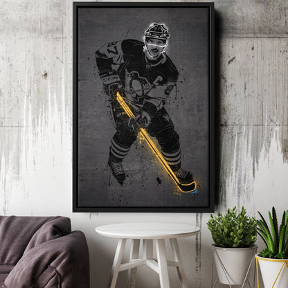 Sidney Crosby Neon Canvas Art | Modern Wall Decor for Penguins Fans