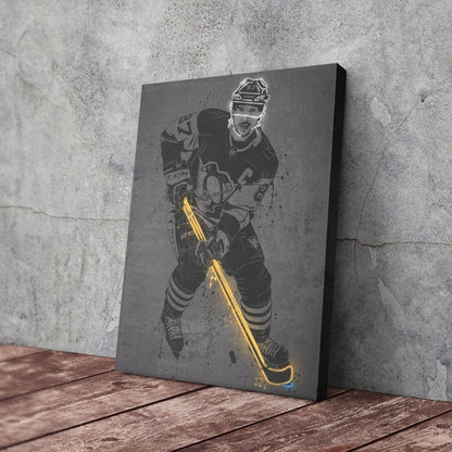 Sidney Crosby Neon Canvas Art | Modern Wall Decor for Penguins Fans
