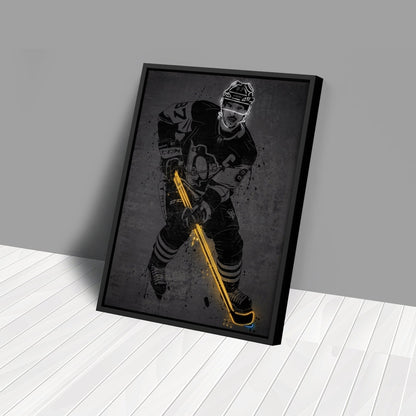 Sidney Crosby Neon Canvas Art | Modern Wall Decor for Penguins Fans
