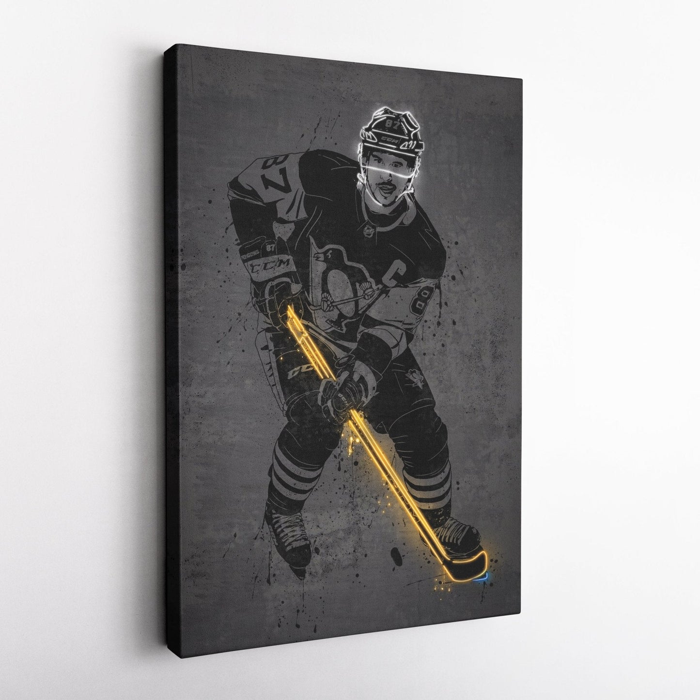 Sidney Crosby Neon Canvas Art | Modern Wall Decor for Penguins Fans