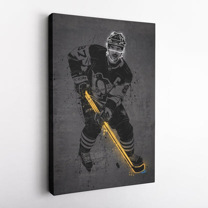 Sidney Crosby Neon Canvas Art | Modern Wall Decor for Penguins Fans