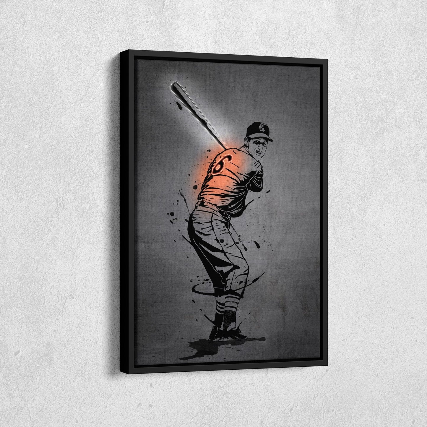 Stan Musial Neon Canvas Art | Modern Wall Decor for Cardinals Fans
