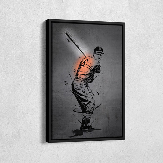 Stan Musial Neon Canvas Art | Modern Wall Decor for Cardinals Fans