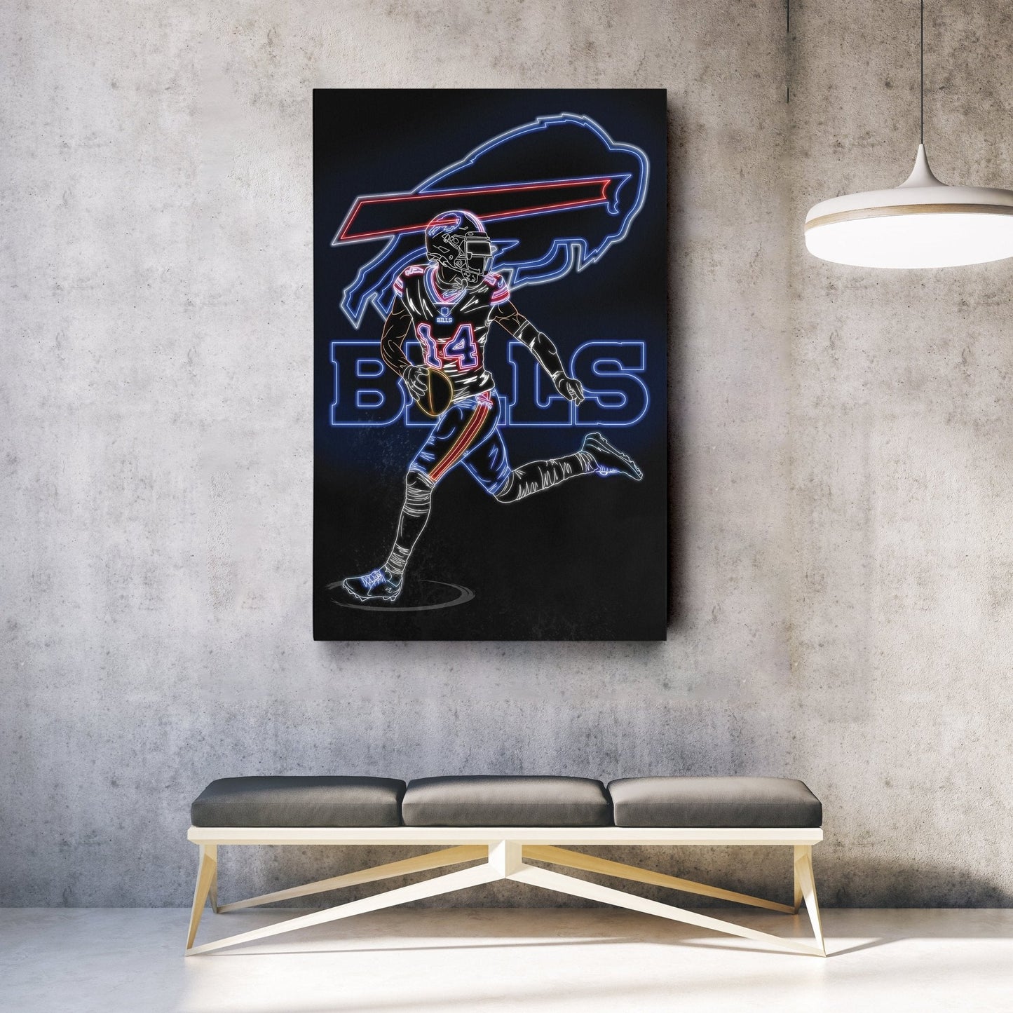 Stefon Diggs Neon Canvas Art | Bills Wall Decor