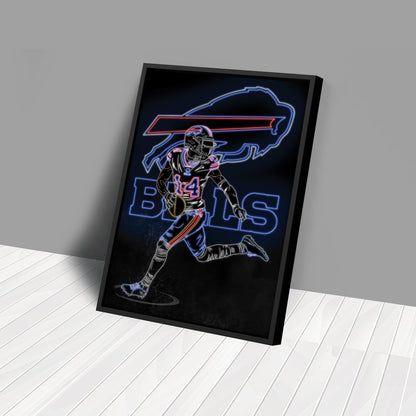 Stefon Diggs Neon Canvas Art | Bills Wall Decor