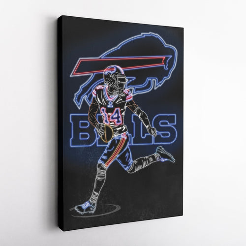 Stefon Diggs Neon Canvas Art | Bills Wall Decor