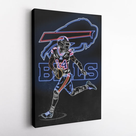 Stefon Diggs Neon Canvas Art | Bills Wall Decor