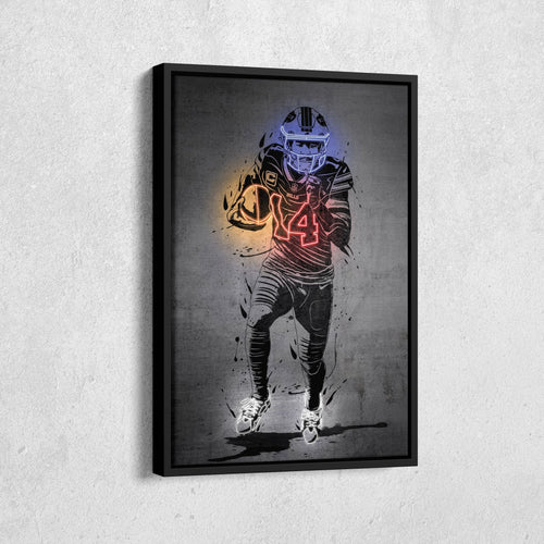 Stefon Diggs Neon Canvas Art | Modern Wall Decor for Bills Fans