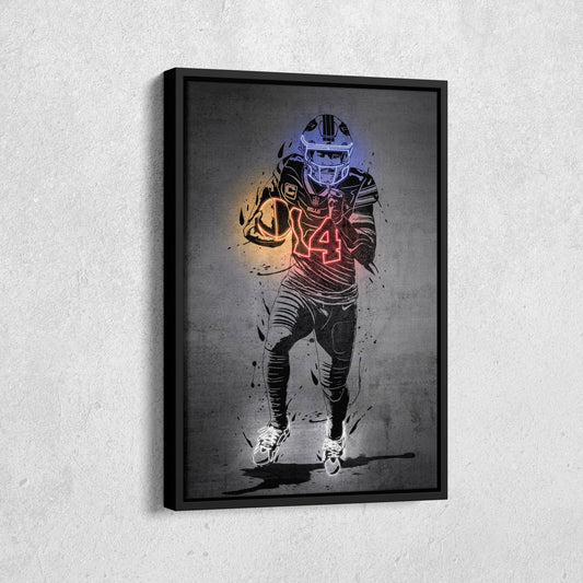 Stefon Diggs Neon Canvas Art | Modern Wall Decor for Bills Fans