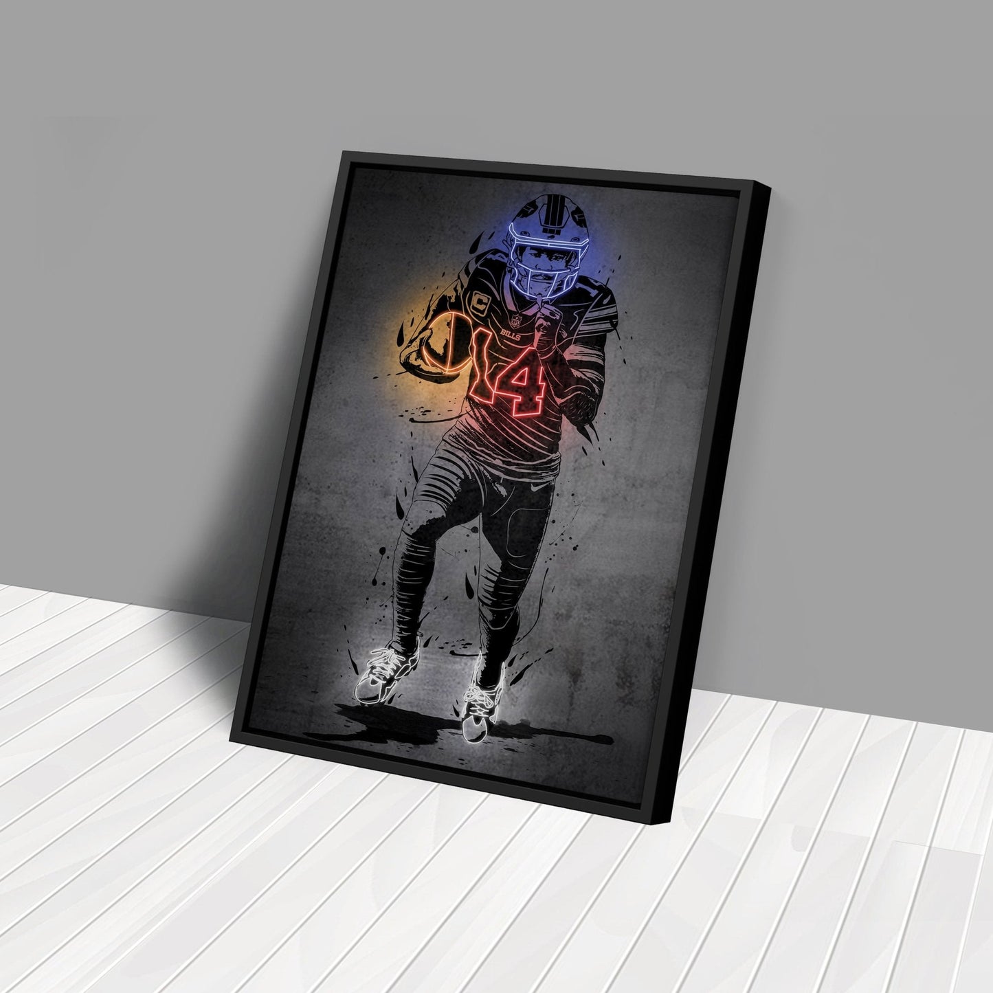 Stefon Diggs Neon Canvas Art | Modern Wall Decor for Bills Fans