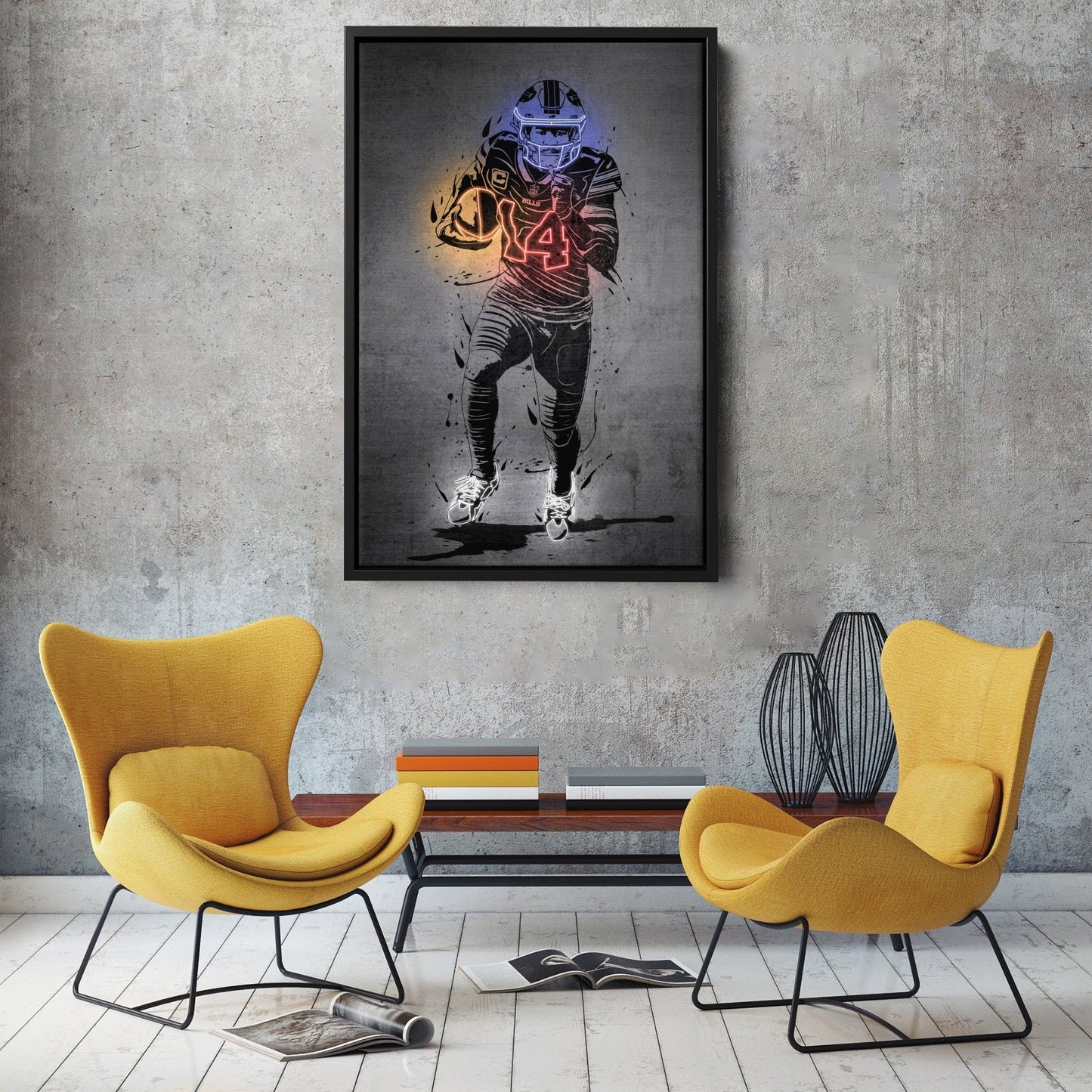 Stefon Diggs Neon Canvas Art | Modern Wall Decor for Bills Fans