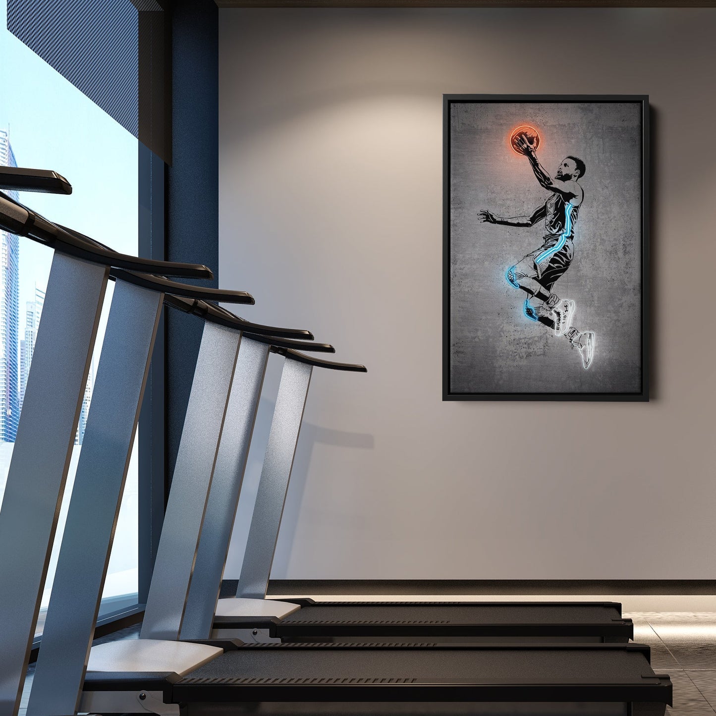 Stephen Curry Neon Canvas Art | Modern Wall Decor for Warriors Fans