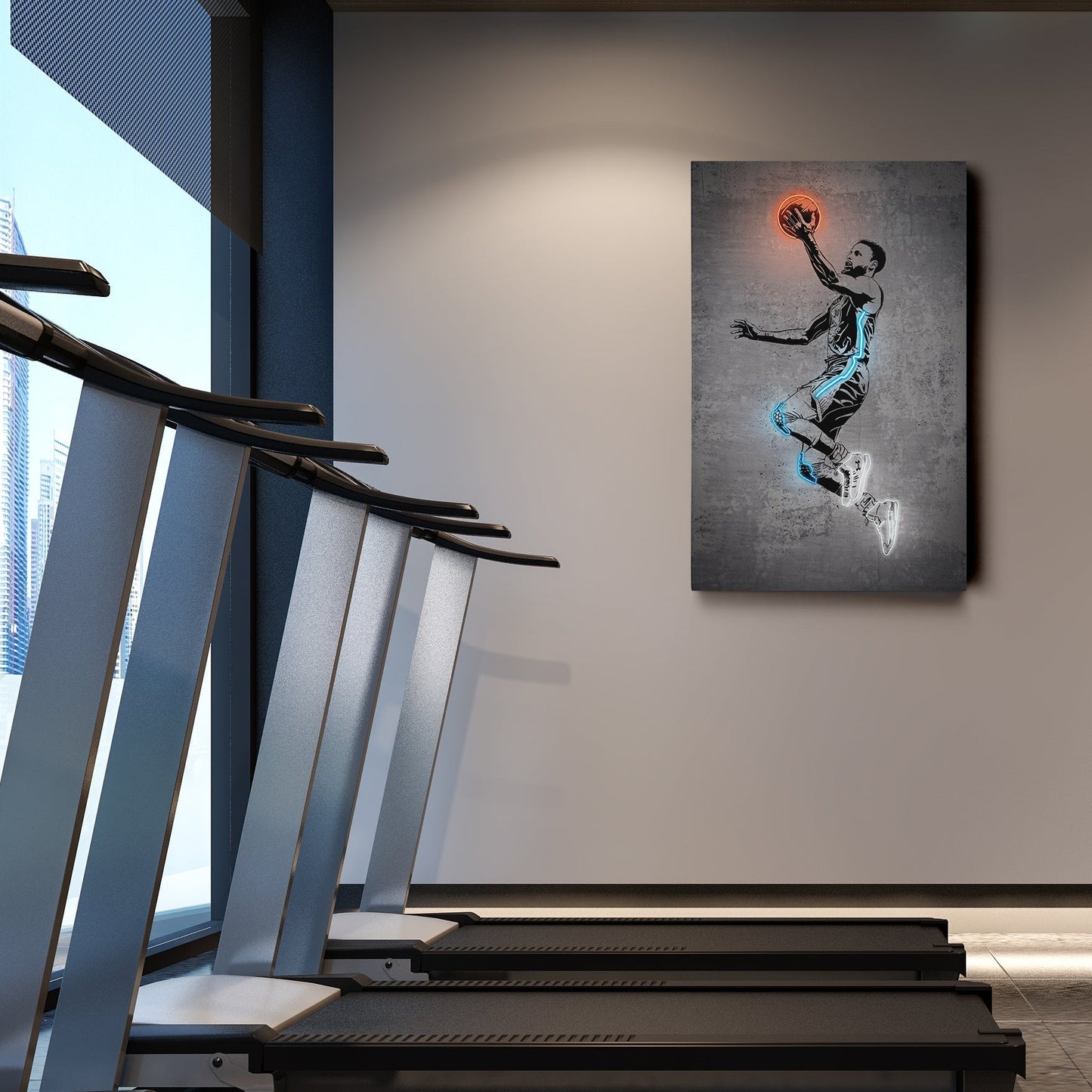 Stephen Curry Neon Canvas Art | Modern Wall Decor for Warriors Fans