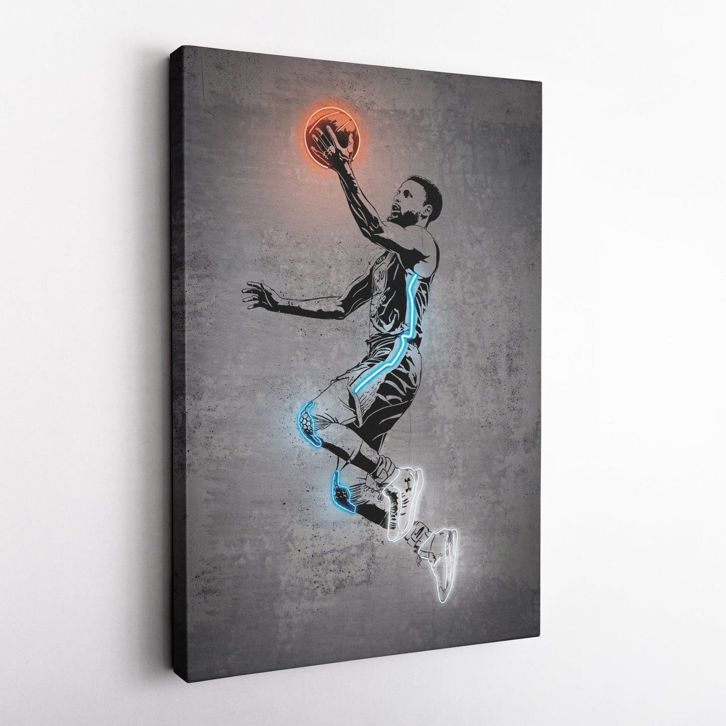 Stephen Curry Neon Canvas Art | Modern Wall Decor for Warriors Fans