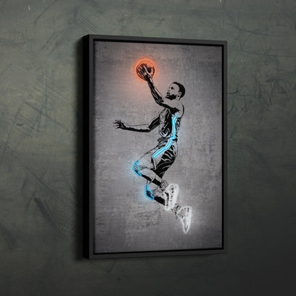 Stephen Curry Neon Canvas Art | Modern Wall Decor for Warriors Fans