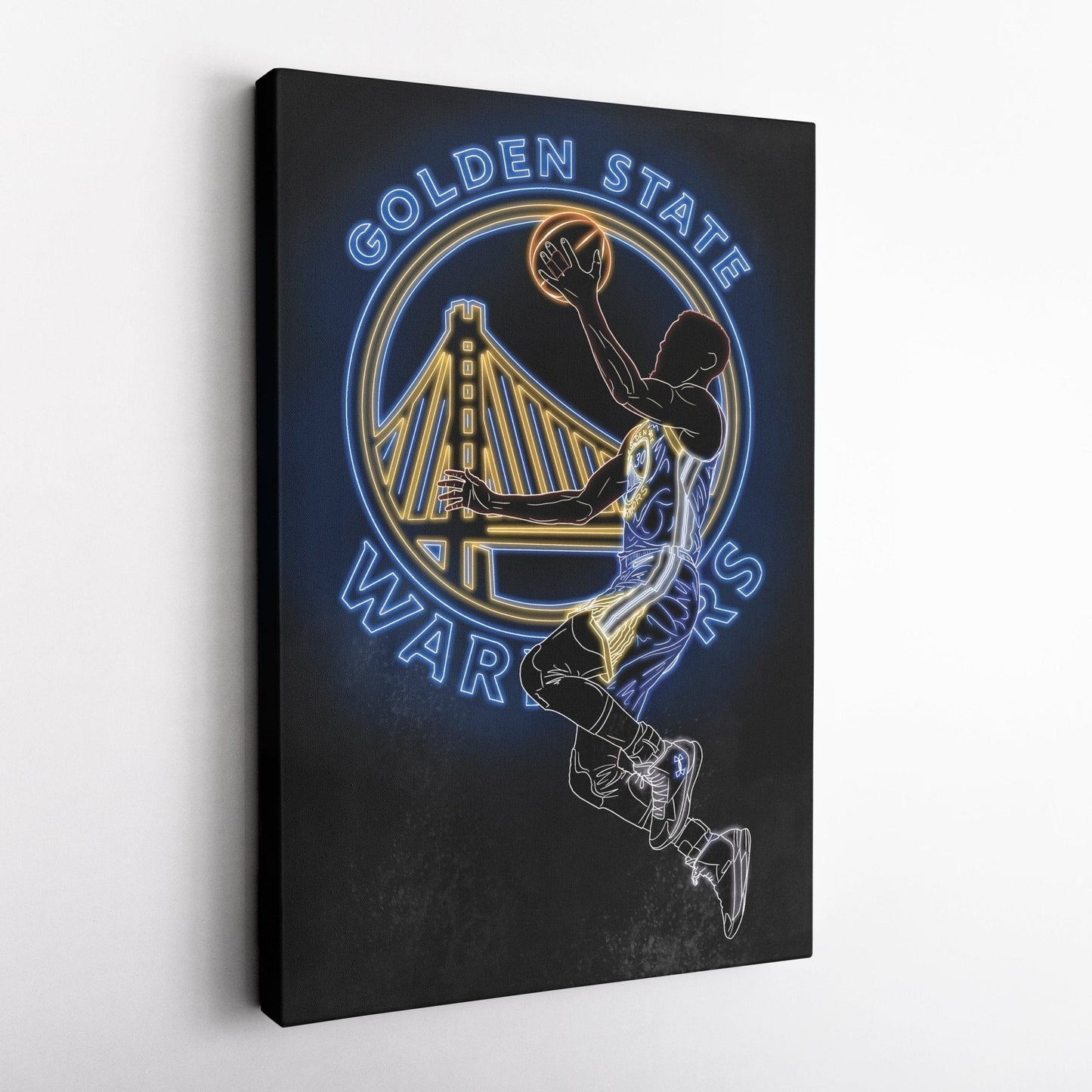 Stephen Curry Neon Canvas Art | Warriors Wall Decor