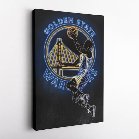 Stephen Curry Neon Canvas Art | Warriors Wall Decor