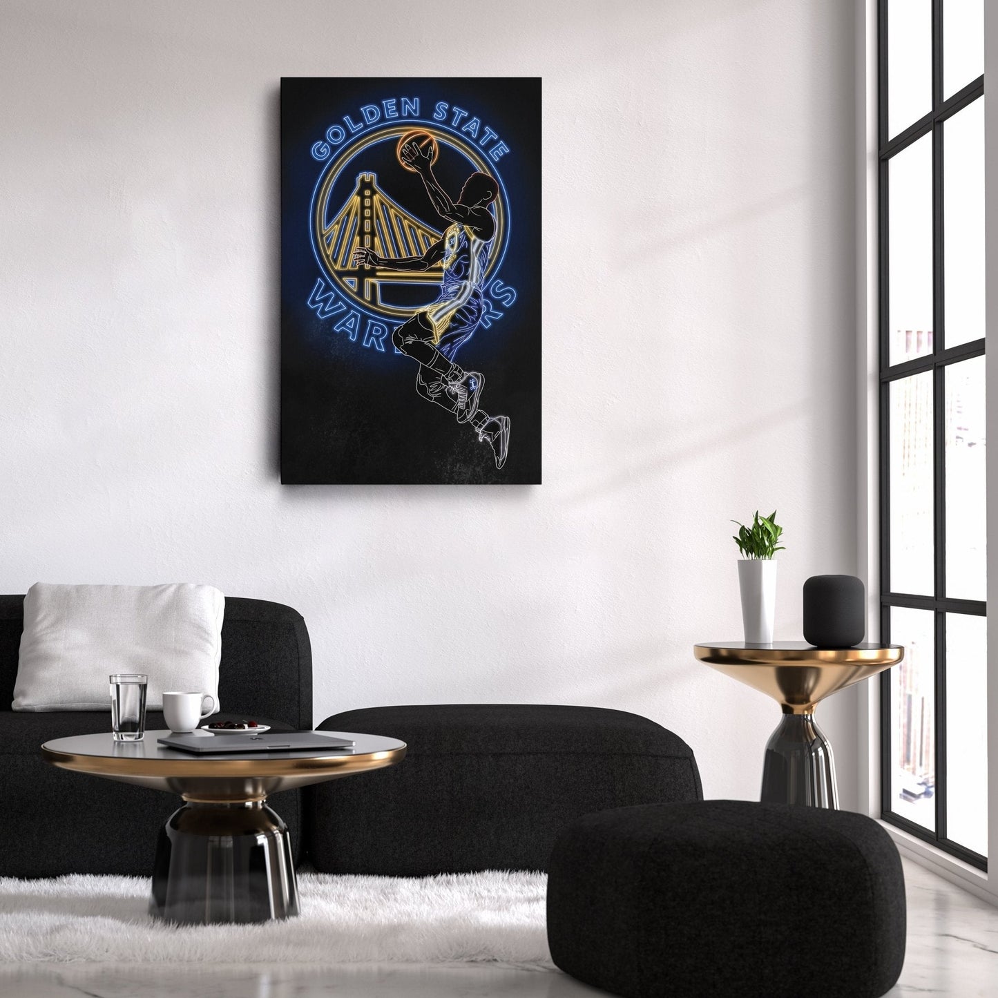 Stephen Curry Neon Canvas Art | Warriors Wall Decor