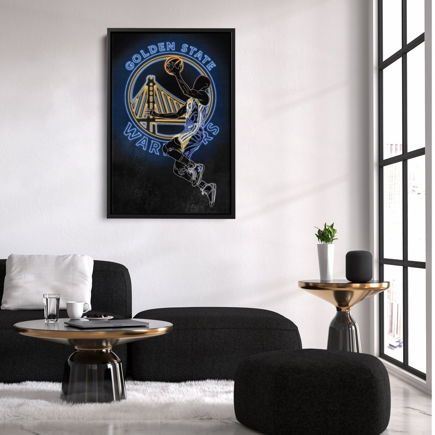 Stephen Curry Neon Canvas Art | Warriors Wall Decor