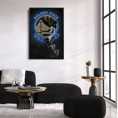 Stephen Curry Neon Canvas Art | Warriors Wall Decor