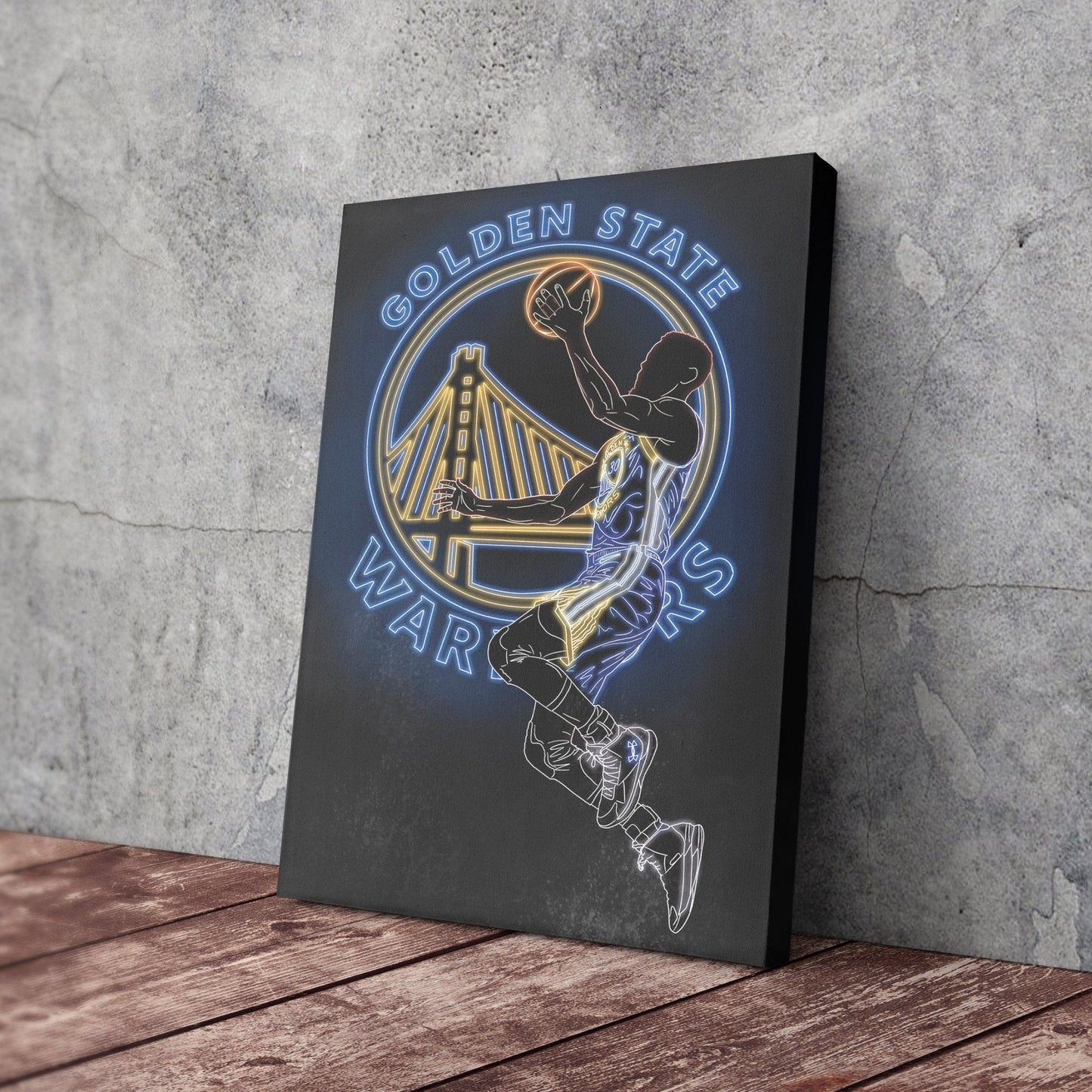 Stephen Curry Neon Canvas Art | Warriors Wall Decor