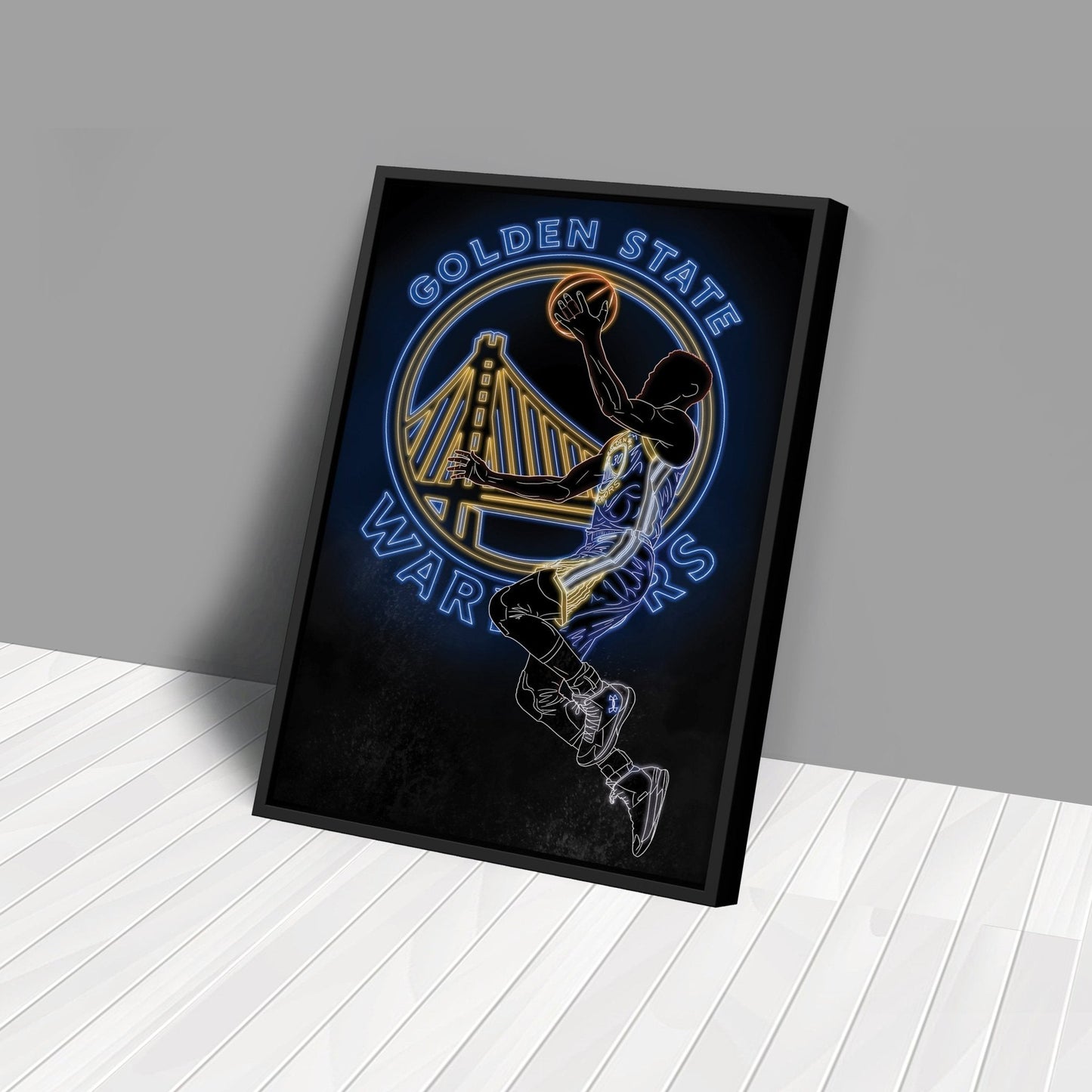 Stephen Curry Neon Canvas Art | Warriors Wall Decor