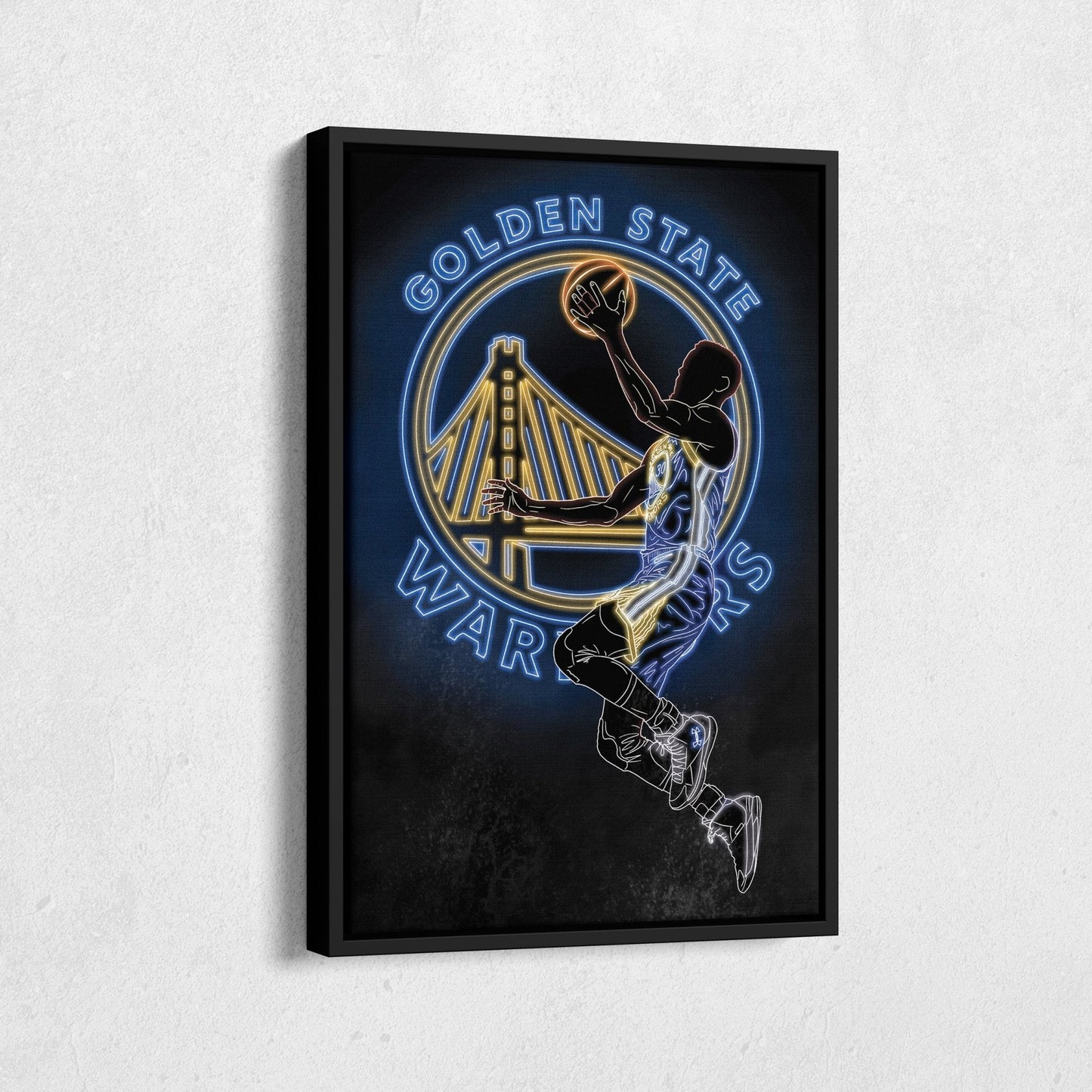 Stephen Curry Neon Canvas Art | Warriors Wall Decor