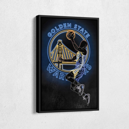 Stephen Curry Neon Canvas Art | Warriors Wall Decor