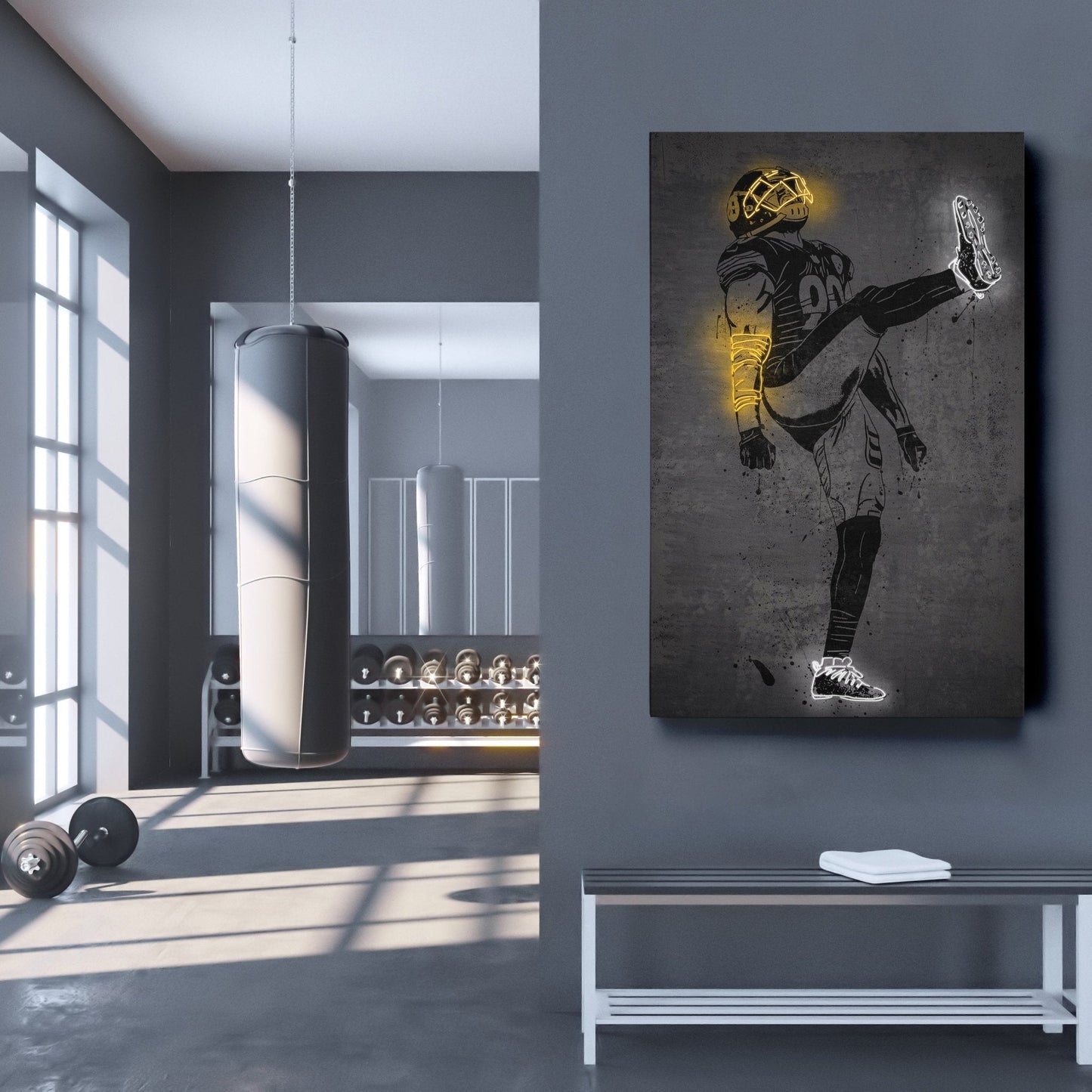 T. J. Watt Neon Canvas Art | Modern Wall Decor for Steelers Fans