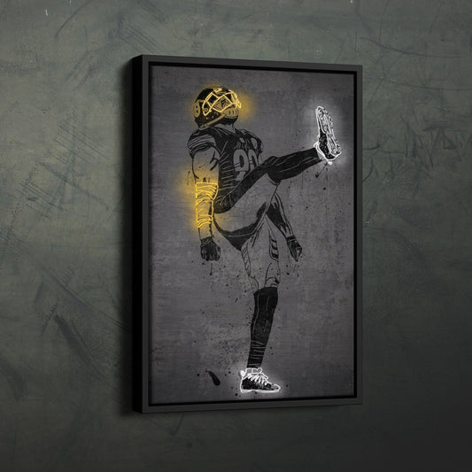 T. J. Watt Neon Canvas Art | Modern Wall Decor for Steelers Fans