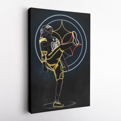 T. J. Watt Neon Canvas Art | Steelers Wall Decor