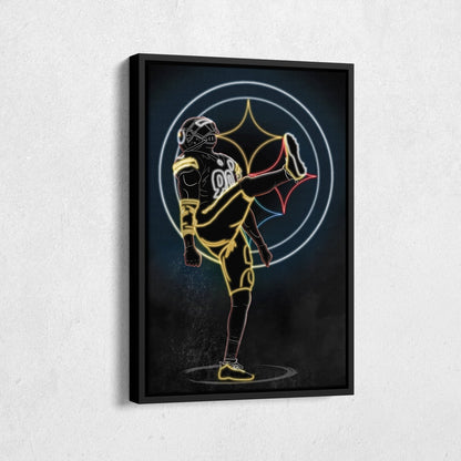 T. J. Watt Neon Canvas Art | Steelers Wall Decor
