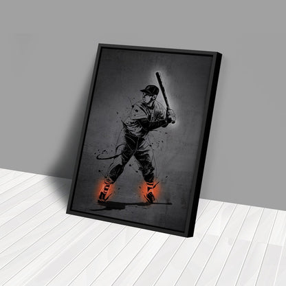 Ted Williams Neon Canvas Art | Modern Wall Decor for Red Sox Fans