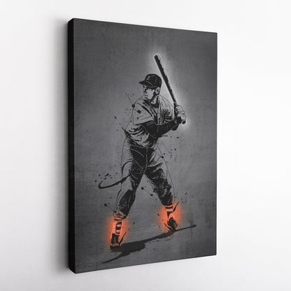 Ted Williams Neon Canvas Art | Modern Wall Decor for Red Sox Fans