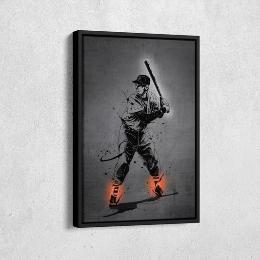 Ted Williams Neon Canvas Art | Modern Wall Decor for Red Sox Fans