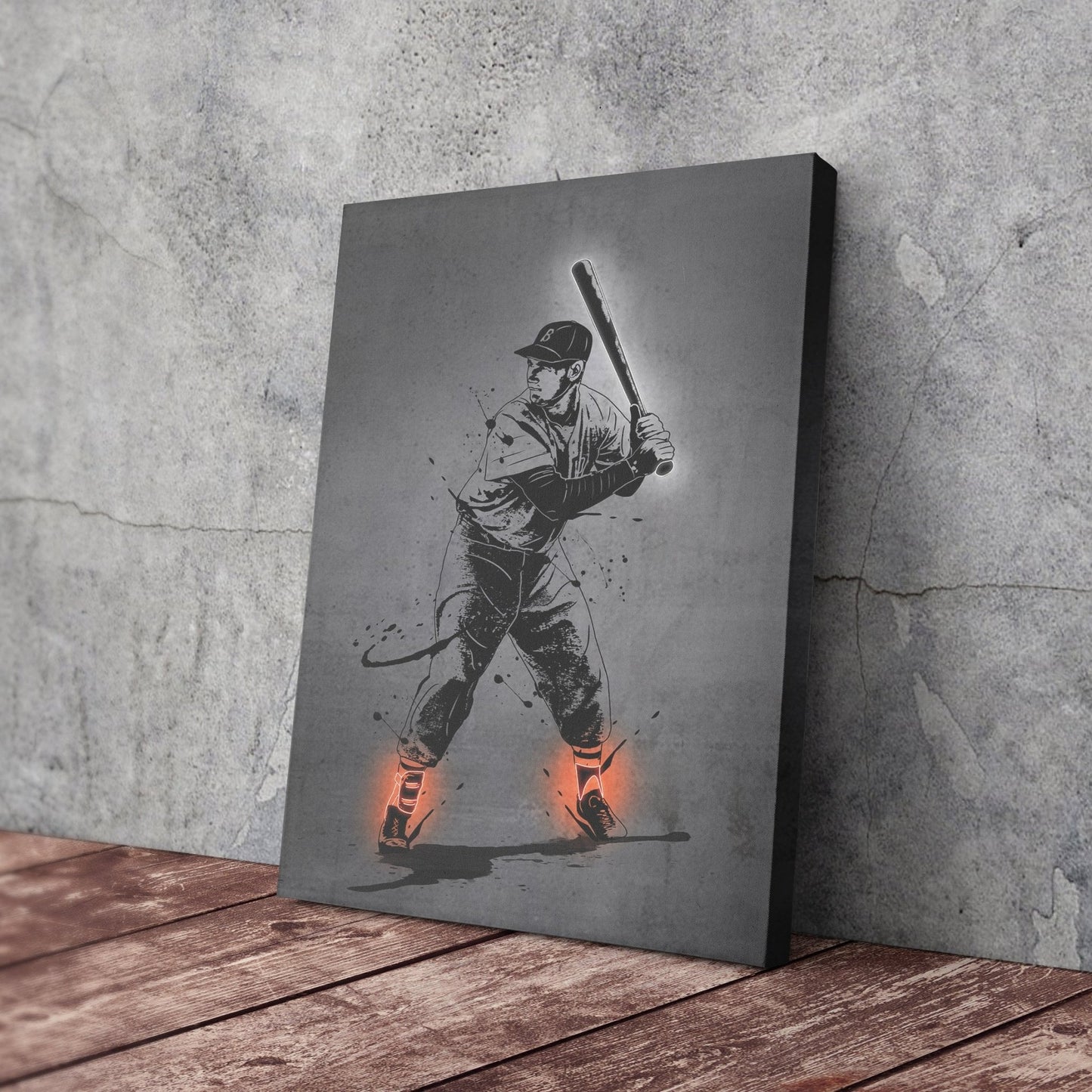Ted Williams Neon Canvas Art | Modern Wall Decor for Red Sox Fans