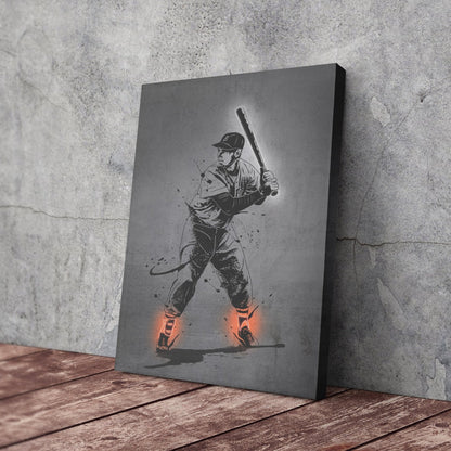 Ted Williams Neon Canvas Art | Modern Wall Decor for Red Sox Fans