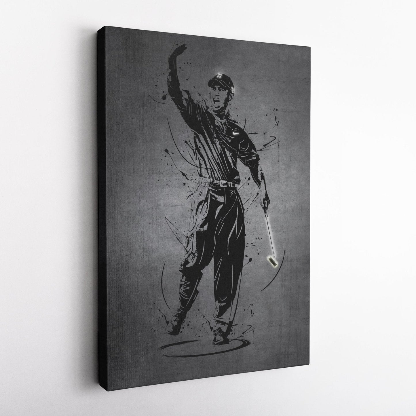 Tiger Woods Neon Canvas Art | Modern Wall Decor for Golf Fans