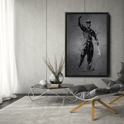 Tiger Woods Neon Canvas Art | Modern Wall Decor for Golf Fans