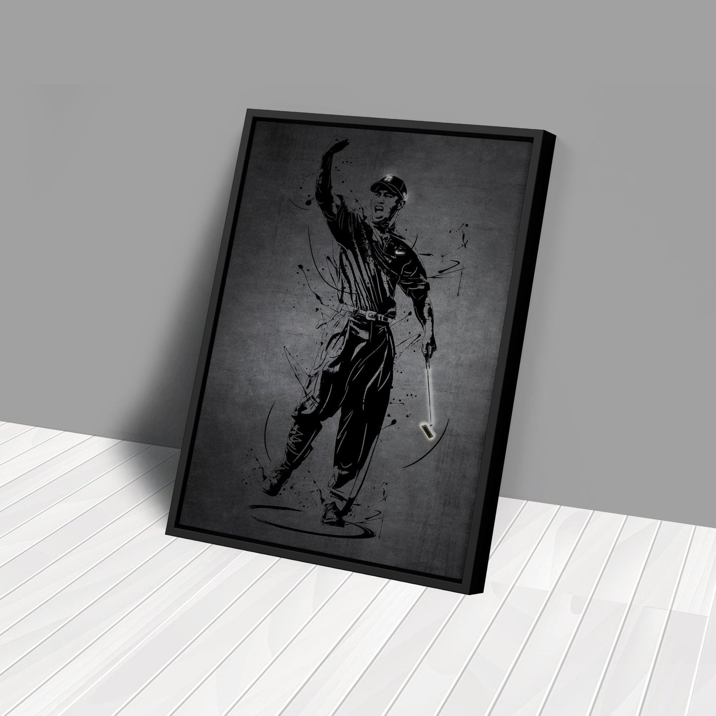 Tiger Woods Neon Canvas Art | Modern Wall Decor for Golf Fans