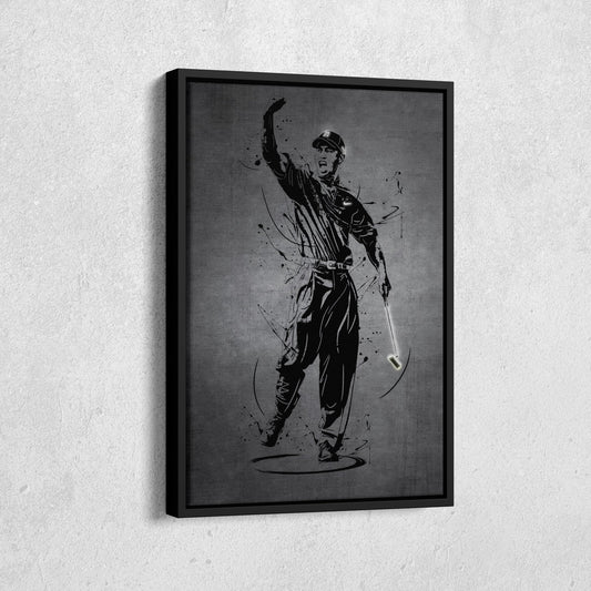 Tiger Woods Neon Canvas Art | Modern Wall Decor for Golf Fans