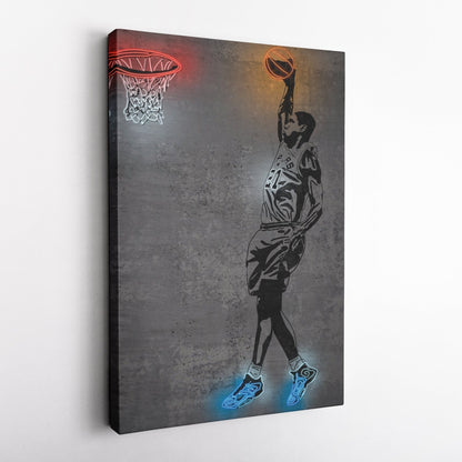 Tim Duncan Neon Canvas Art | Modern Wall Decor for Spurs Fans