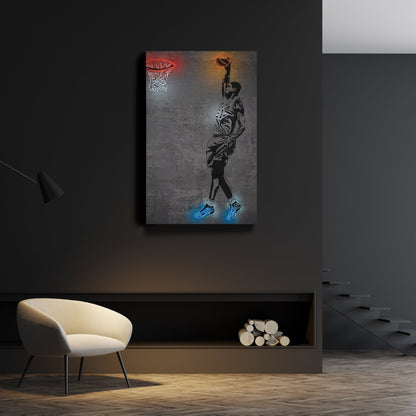 Tim Duncan Neon Canvas Art | Modern Wall Decor for Spurs Fans