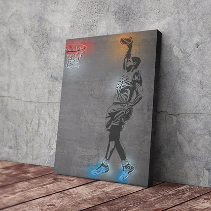 Tim Duncan Neon Canvas Art | Modern Wall Decor for Spurs Fans