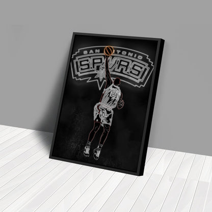 Tim Duncan Neon Canvas Art | Spurs Wall Decor