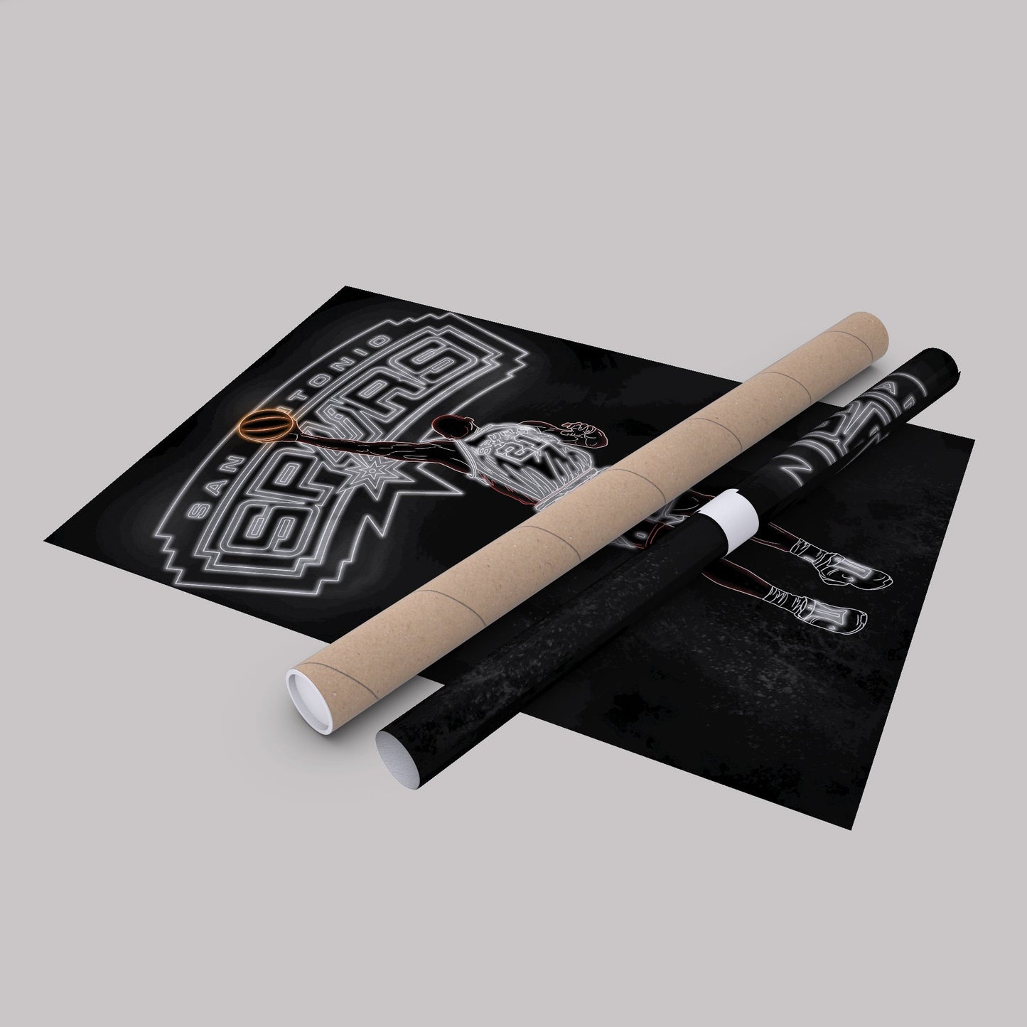Tim Duncan Neon Canvas Art | Spurs Wall Decor