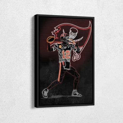 Tom Brady Neon Canvas Art | Buccaneers Wall Decor