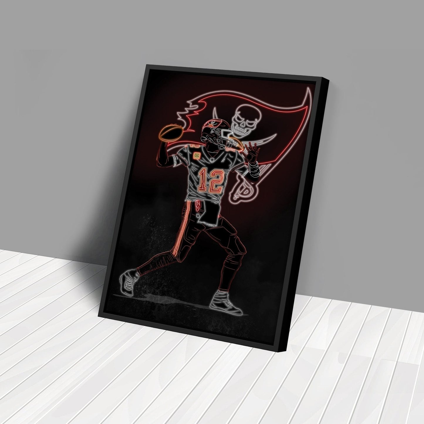 Tom Brady Neon Canvas Art | Buccaneers Wall Decor