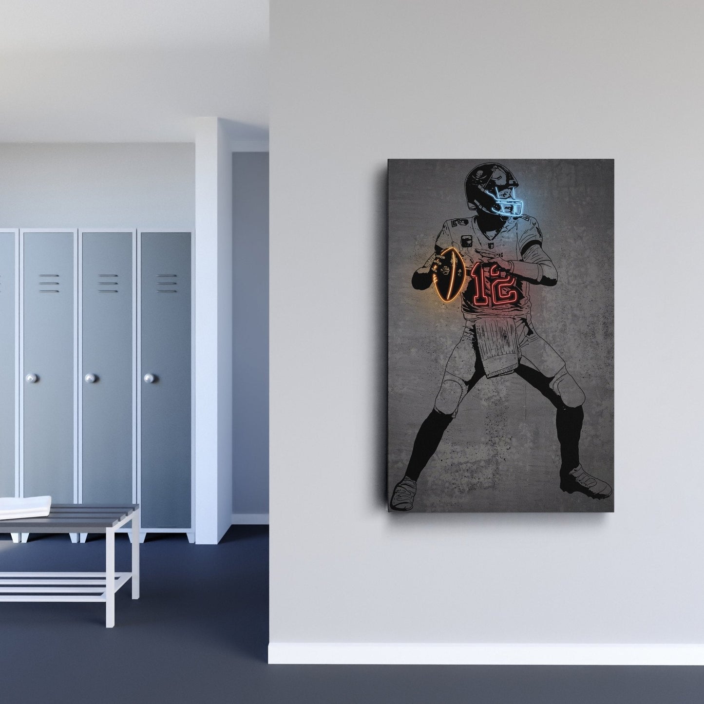 Tom Brady Neon Canvas Art | Modern Wall Decor for Buccaneers Fans